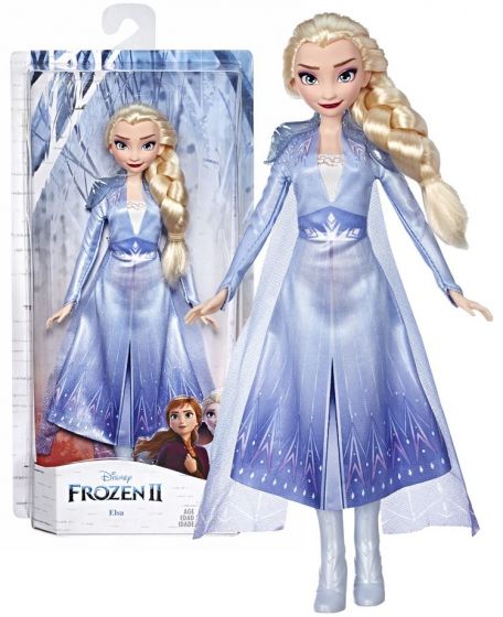 Disney Frozen 2 Elsa dukke med lyseblå kjole med kappe - 30 cm