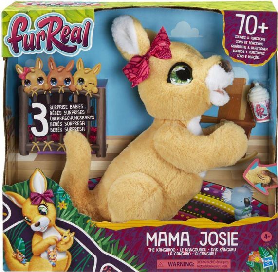 FurReal Friends Mama Josie - interaktivt kängurugosedjur med 3 bebisar - med över 70 ljud och reaktioner