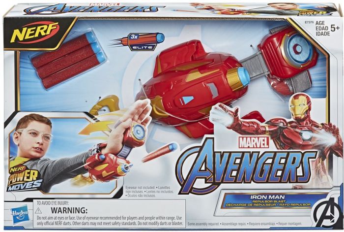 Avengers Nerf Power Moves Repulsor Blaster - Iron Man - med 3 Nerf Elite darts