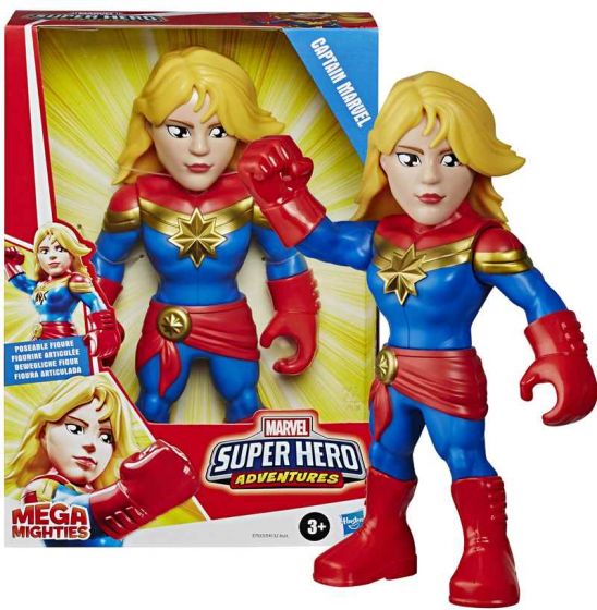 Avengers Super Hero Adventures Mega Mighties Captain Marvel - justerbar figur - 25 cm