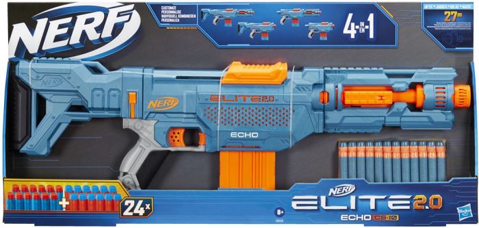 Nerf Elite 2.0 Echo CS 10 - 4-i-1 blaster med 24 darts - skjuter upp till 27 meter