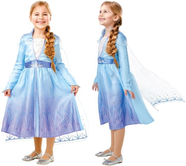 Disney Frozen  kostume - Elsa classic kjole med kappe - 3-4 år - 104 cm