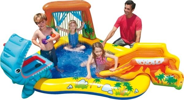 Intex Dinosaur Pool aktivitetscenter - bassin med spil og sprayer funktion - 272 liter