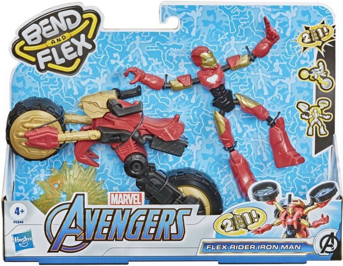 Avengers Bend and Flex Rider - Iron Man med motorcykel - Flexibel figur med fordon