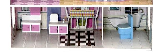 Dukkehus i tre med møbler - 8 deler