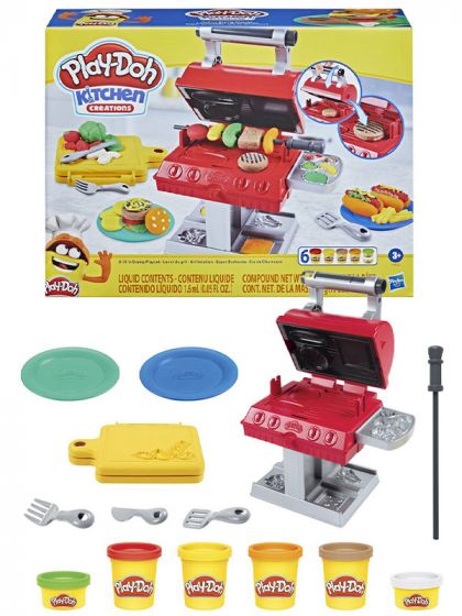 Play Doh Kitchen Creations Grill n Stamp lekesett - grill med tilbehør og 6 bokser leire
