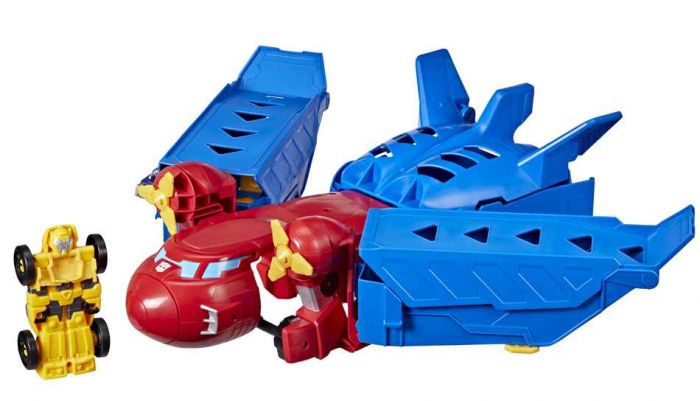 Transformers Optimus Prime Jumbo Jet Wing Racer - med Bumblebee actionfigur - stort lekesett 