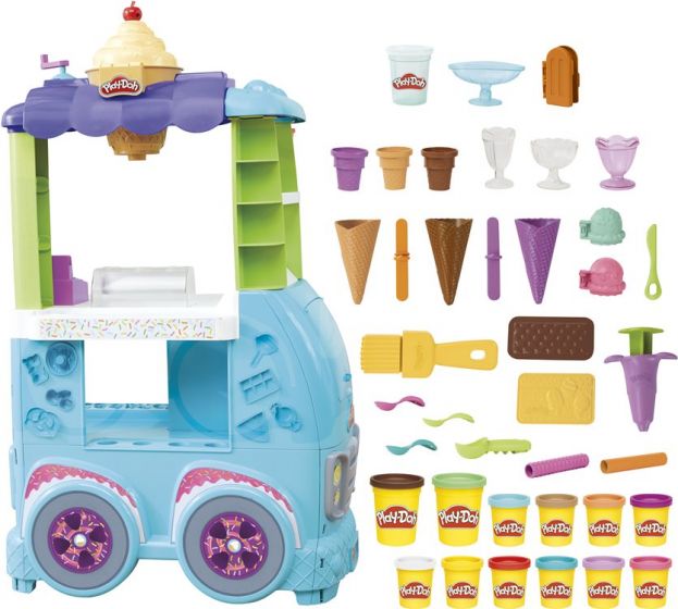 Play Doh Kitchen Creations Ultimate Ice-Cream Truck - Isbil legesæt med lyd og musik - 12 bokse med modellervoks og tilbehør - 95 cm