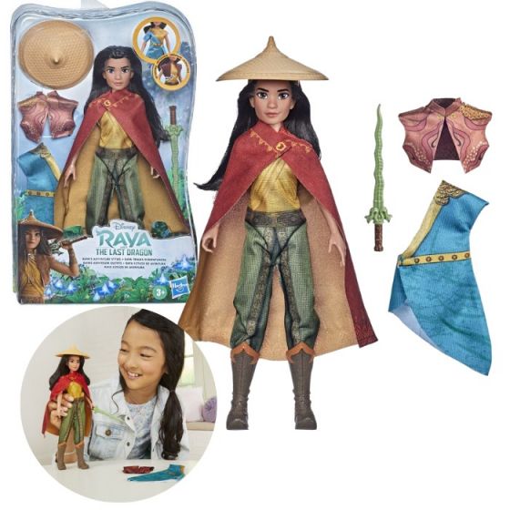 Disney Princess Raya and the last Dragon eventyrsett - dukke med 2 antrekk - 30 cm