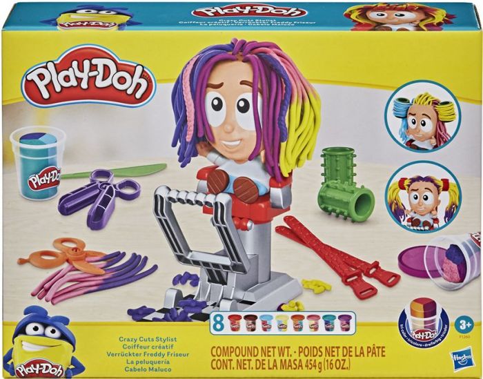 Play Doh Crazy Cuts Stylist lekset med 8 burkar lera och tillbehör - skapa coola frisyrer