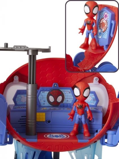 SpiderMan Spidey and his amazing friends Web-Quarters legesæt med lys og lyd - Spidey-figur og køretøj inkluderet