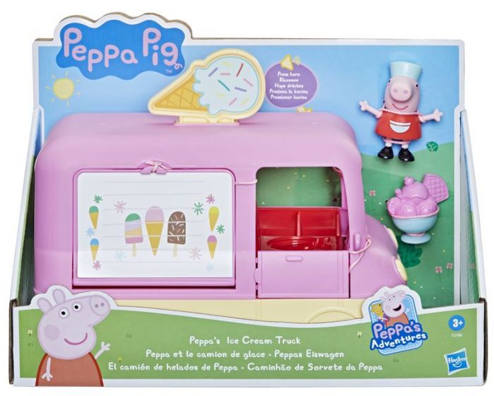Peppa Gris Peppa's Adventures Peppa's Ice Cream Truck - lekesett med isbil, figur og istilbehør - med lyd - 25 cm