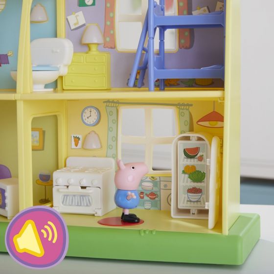 Peppa Gris Playtime to Bedtime House - 3 etasjes lekehus med lys og lyd - skift mellom dag og natt - 17 deler