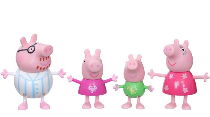 Peppa Gris figursett med 4 figurer - Familien Gris er klar for leggetid