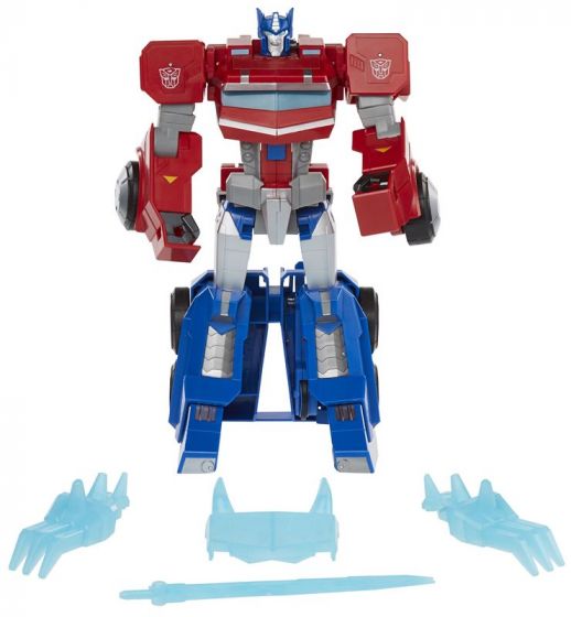 Transformers Cyberverse Adventures Dinobots Unite - Optimus Prime actionfigur med lys og lyd - 25 cm