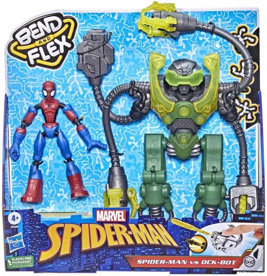 SpiderMan Bend and Flex 2-pack - SpiderMan vs. Ock-Bot - figurer med rörliga och flexibla leder - 15 cm