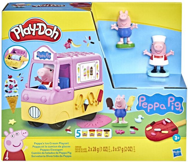 Play Doh Greta Gris glass leksats - med glassbil, Greta Gris och Georg figurer och 5 burkar lera