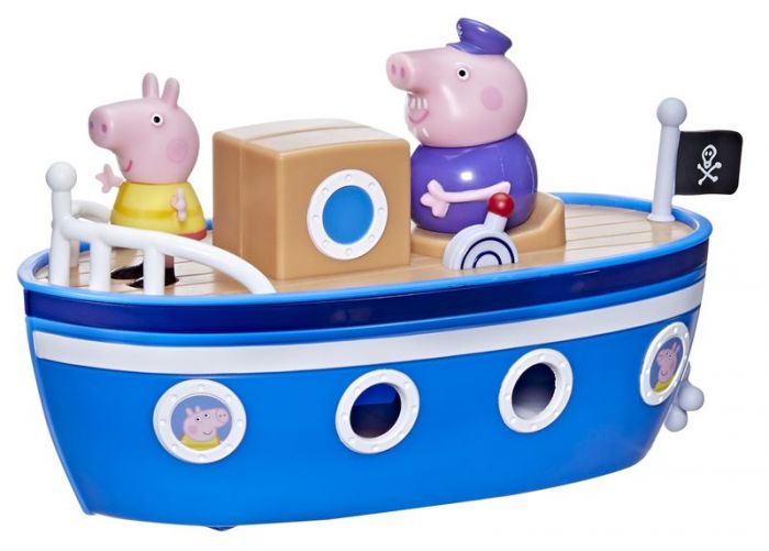 Gurli Gris Grandpa Pig's Cabin Boat - legesæt med Bedstefar Gris' båd der kan åbnes og 2 figurer - 30 cm
