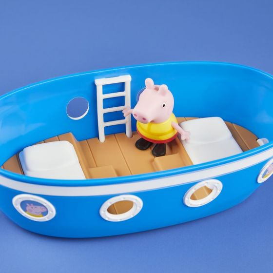 Greta Gris Grandpa Pig's Cabin Boat - lekset med Morfar Gris båt som kan öppnas och 2 figurer - 30 cm