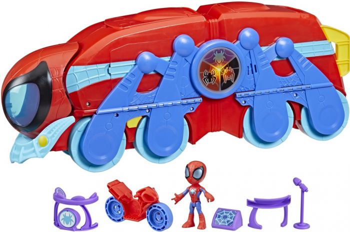 Spidey and his Amazing Friends Spider Crawl-R legesæt med lys og lyd - 2-i-1 hovedkvarter og køretøj - 60 cm
