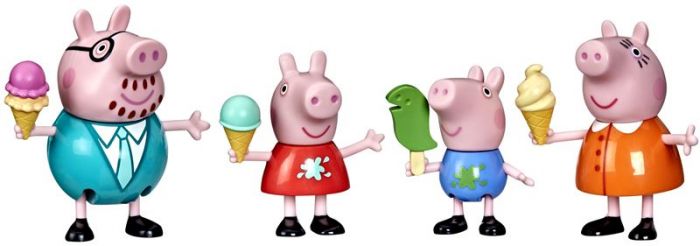 Peppa Gris figursett med 4 figurer - Iskrem-moro med familien Gris