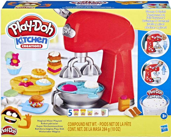 Play Doh Kitchen Creations Magical Mixer legesæt - køkkenmaskine med 5 bokse modellervoks