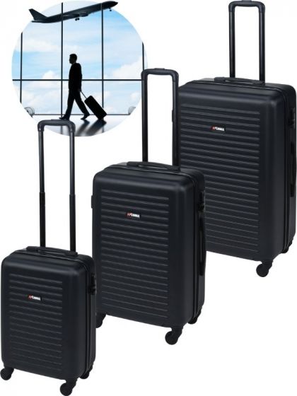 Resväskeset med rullande resväskor i 3 storlekar