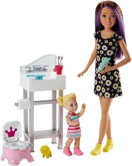 Barbie Skipper Babysitters potträning lekset - docka, barndocka, potta och handfat