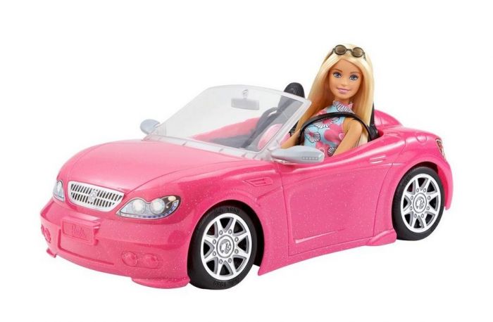 Barbie dukke med rosa cabriolet bil
