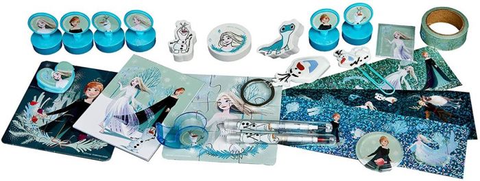 Disney Frozen adventskalender med skrivetilbehør, klistremerker, puslespill og mer