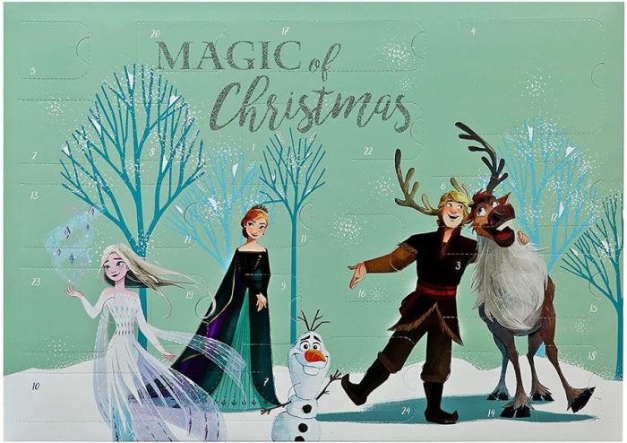 Disney Frozen adventskalender med skrivetilbehør, klistremerker, puslespill og mer