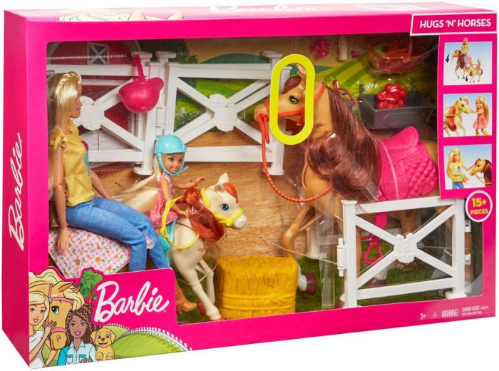 Barbie Hugs 'n Horses Hesteeventyr - Barbie og Chelsea dukker og 2 hester