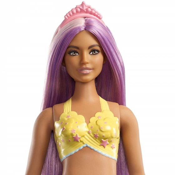 Barbie Dreamtopia Havfrue - dukke med gul top og lyserød og lilla hale