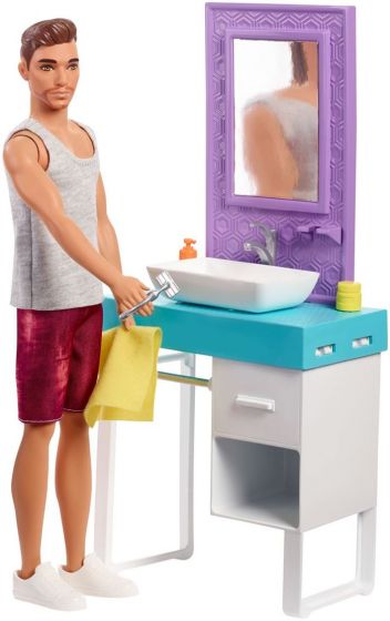 Barbie Ken - docka med handfat och spegel