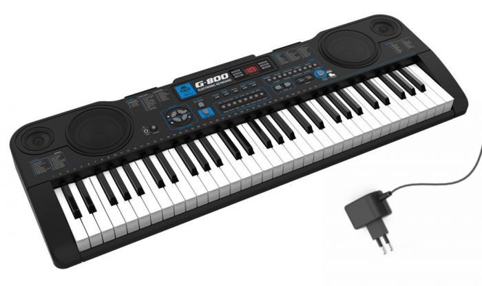 iDance G-800 Premium Key Lighting Keyboard - 61 tangenter med lysguide - 100+ sanger og lyder - strømadapter inkludert