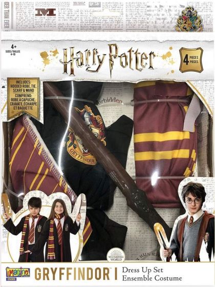 Harry Potter Gryffindor maskeradkläder - kappa, trollstav, halsduk och slips - one size