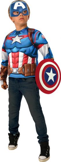 Avengers Captain America kostyme - muskuløs overdel med maske - one size