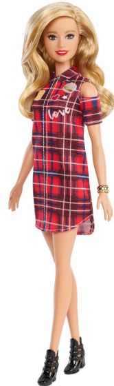 Barbie Fashionistas #113 - docka med rutig klänning