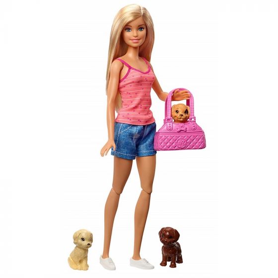 Barbie badetid for valpene - Barbie-dukke og 3 valper