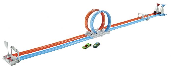 Hot Wheels Double Loop Dash bilbana för leksaksbilar - med två bilar