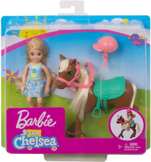 Barbie Club Chelsea and Horse - blond dukke med brun ponni