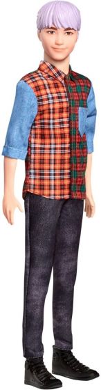 Barbie Fashionistas #154 - Ken dukke med lilla hår, rutete skjorte og jeans