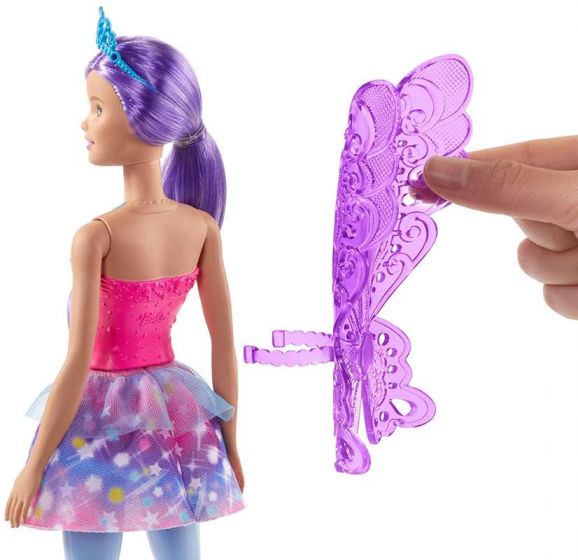 Barbie Dreamtopia Fairy - dukke med rosa stjernekjole og lilla vinger