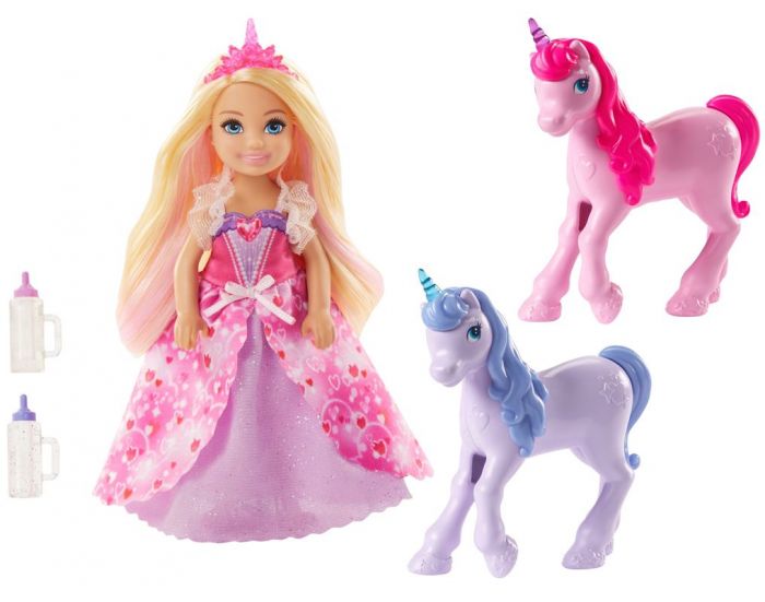 Barbie Dreamtopia Chelsea Prinsesse dukke med to enhjørninger