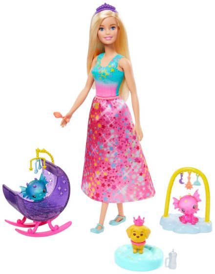 Barbie Dreamtopia Nurturing  Story - docka med hund och 2 drakar