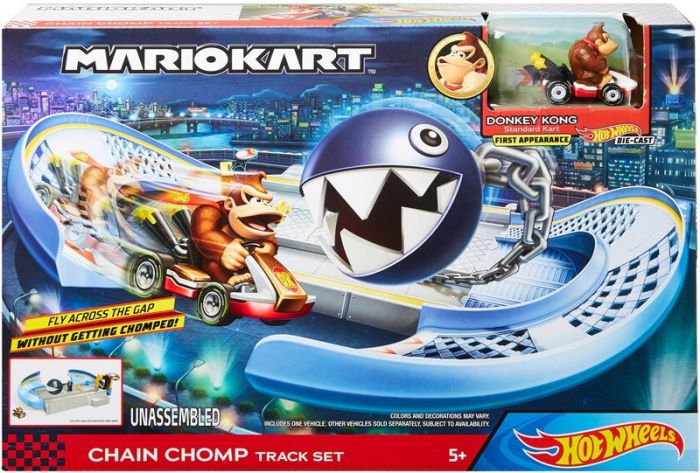 Hot Wheels Mario Kart Nemesis bilbanesett - Chain Chomp med die-cast Donkey Kong