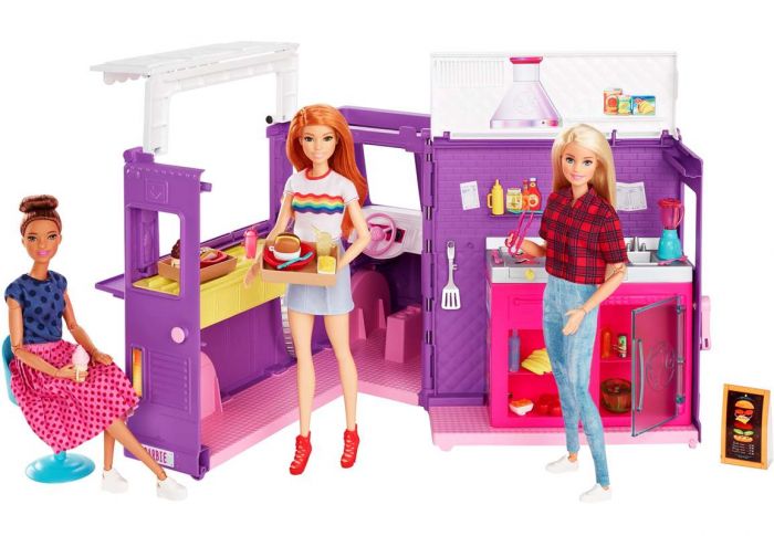 Barbie Fresh 'n Fun Food Truck - gatukök på hjul med över 30 tillbehör - 43 cm