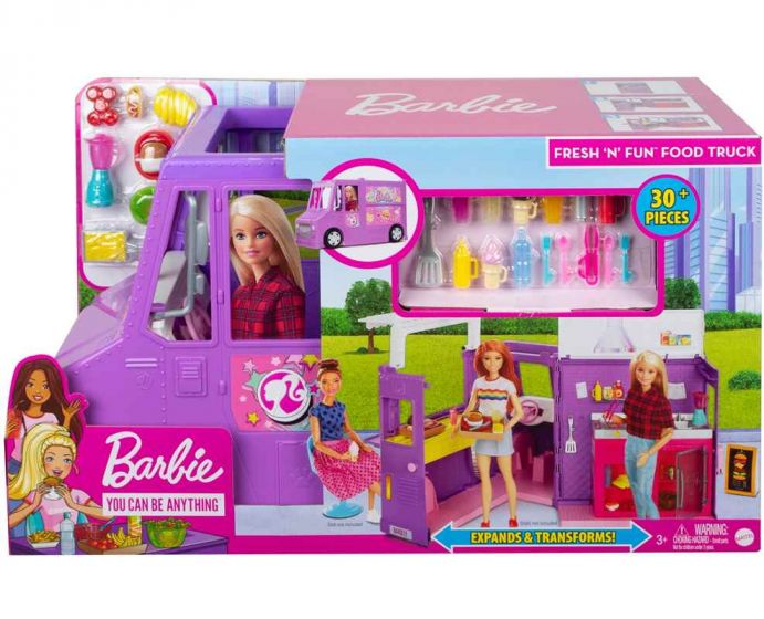 Barbie Fresh 'n Fun Food Truck - gatukök på hjul med över 30 tillbehör - 43 cm