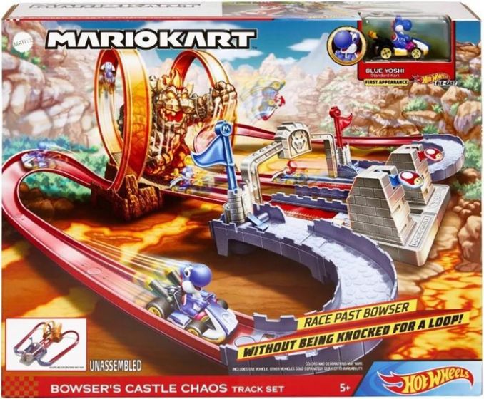 Hot Wheels Mario Kart Bowser's Castle Track Set - bilbane med 1 die-cast kjøretøy