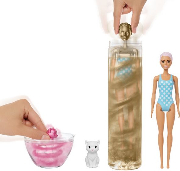 Barbie Color Reveal Beach to Party - 1 dukke, 2 kjæledyr, 25 overraskelser
